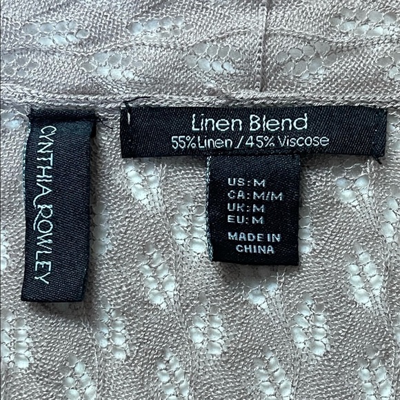 CYNTHIA ROWLEY - Linen blend open cardigan Sz M - Picture 9 of 10